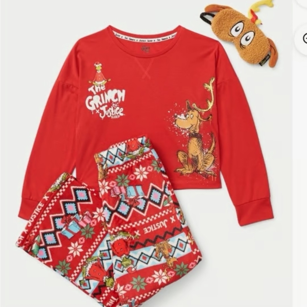 Justice Red Grinch Kids Pajama Set